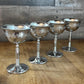 Vintage Set of 4 Art Deco Grapevine Etched Chrome Cocktail Coupes - Cocktail Glasses - Wine Glasses - Goblets - Long Stem Glasses