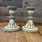 Wedgwood Jasperware Sage Green Candlestick Holders - Pair