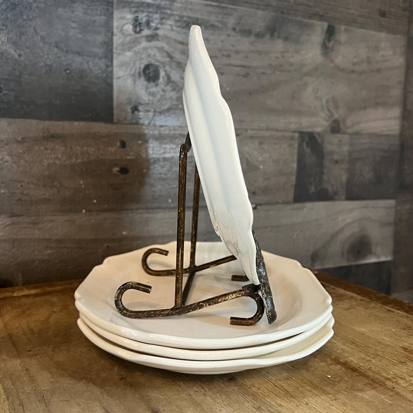 Vintage White Oval Plates - Set of 4