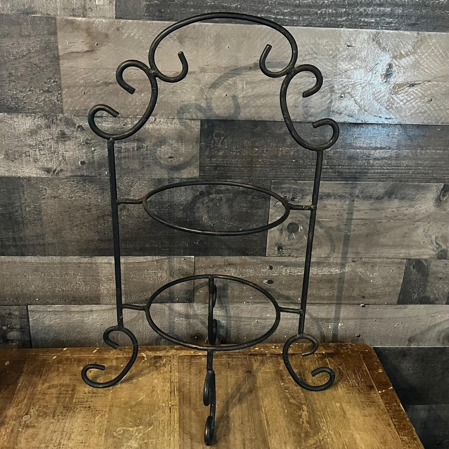 Wrought Iron 2 Tier Plate Rack - Pie Rack - Dessert Stand