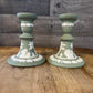 Wedgwood Jasperware Sage Green Candlestick Holders - Pair