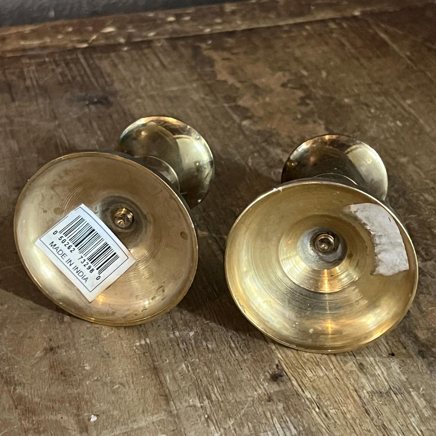 Vintage Pair of Brass Candlestick Holders