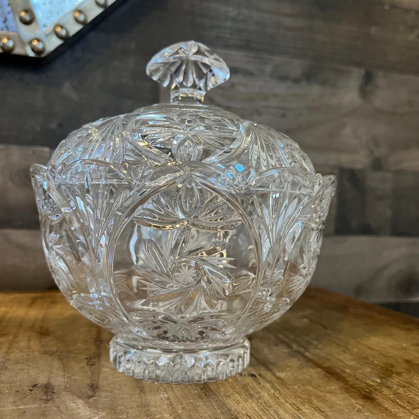 Vintage Large Lidded Crystal Dish