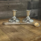 Vintage Pair of Silverplated Candlestick Holders and Long Handled Candle Snuffer