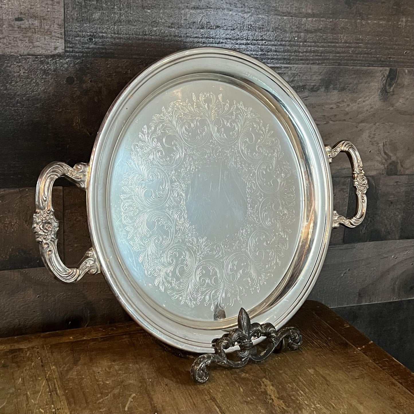 Vintage Sheridan Silverplated Round Handled Tray