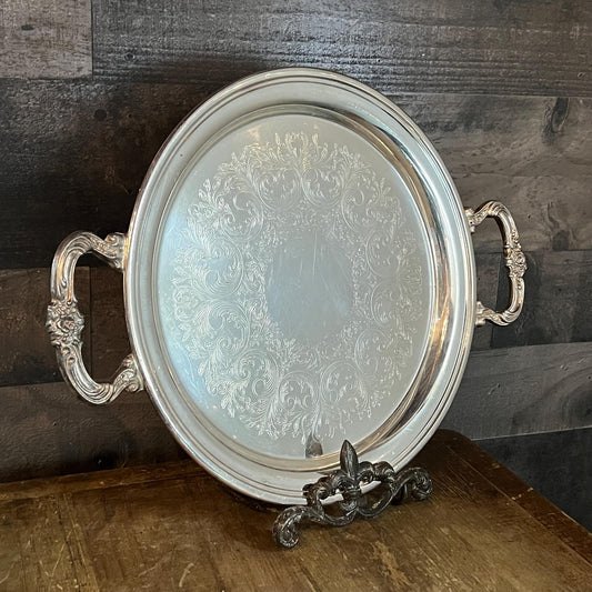 Vintage Sheridan Silverplated Round Handled Tray
