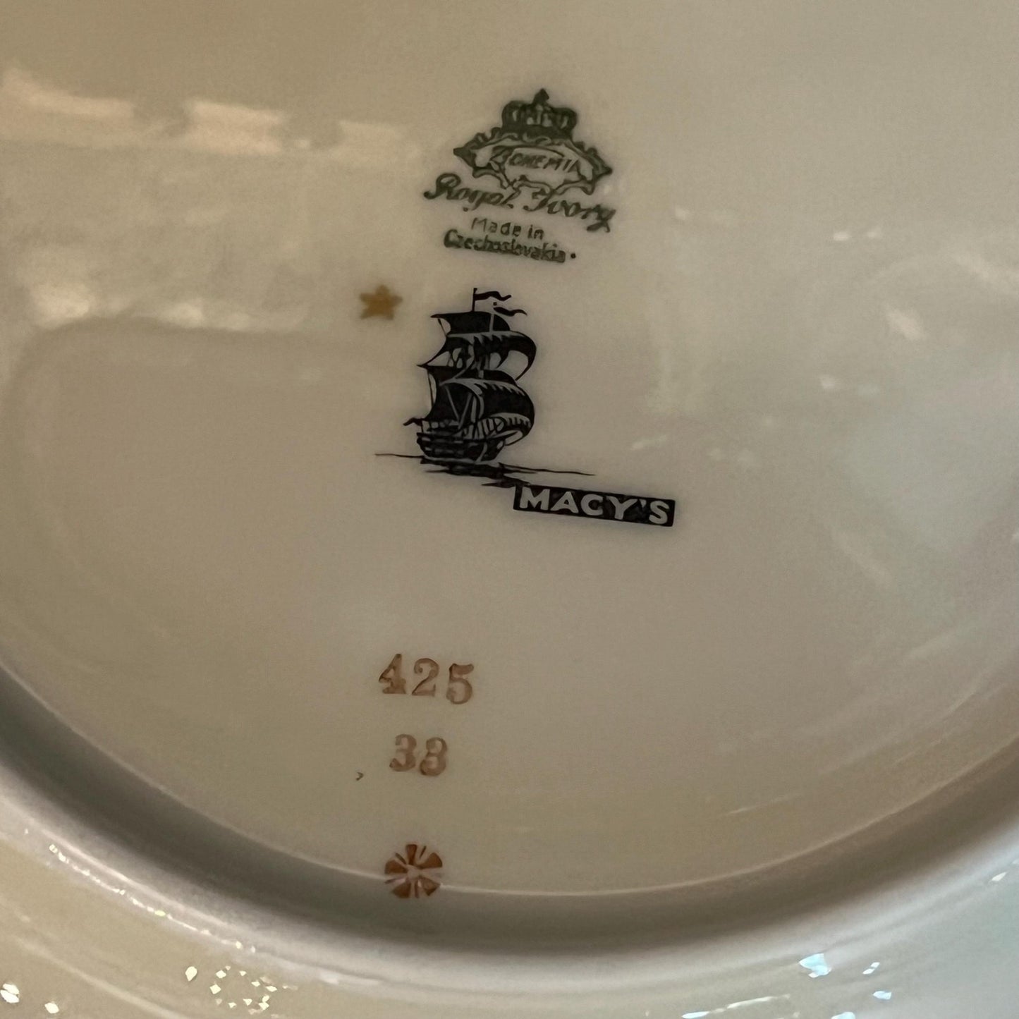 Bohemia Royal Ivory Greek Gold Key Rim Small Plates - Set of 4