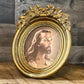 Vintage Gold Oval Bow Picture Frame with Portrait of Jesus