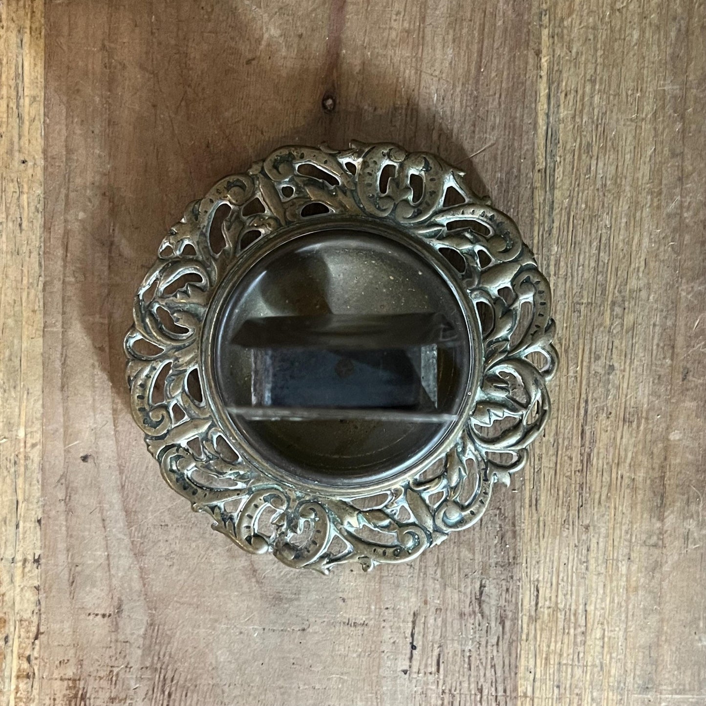 Antique Brass Match Box Holder Stand - Card Holder Stand - Mail Holder Stand