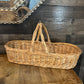 Woven Wicker Rattan Long Handled Basket - Flower Trug - Bread Basket