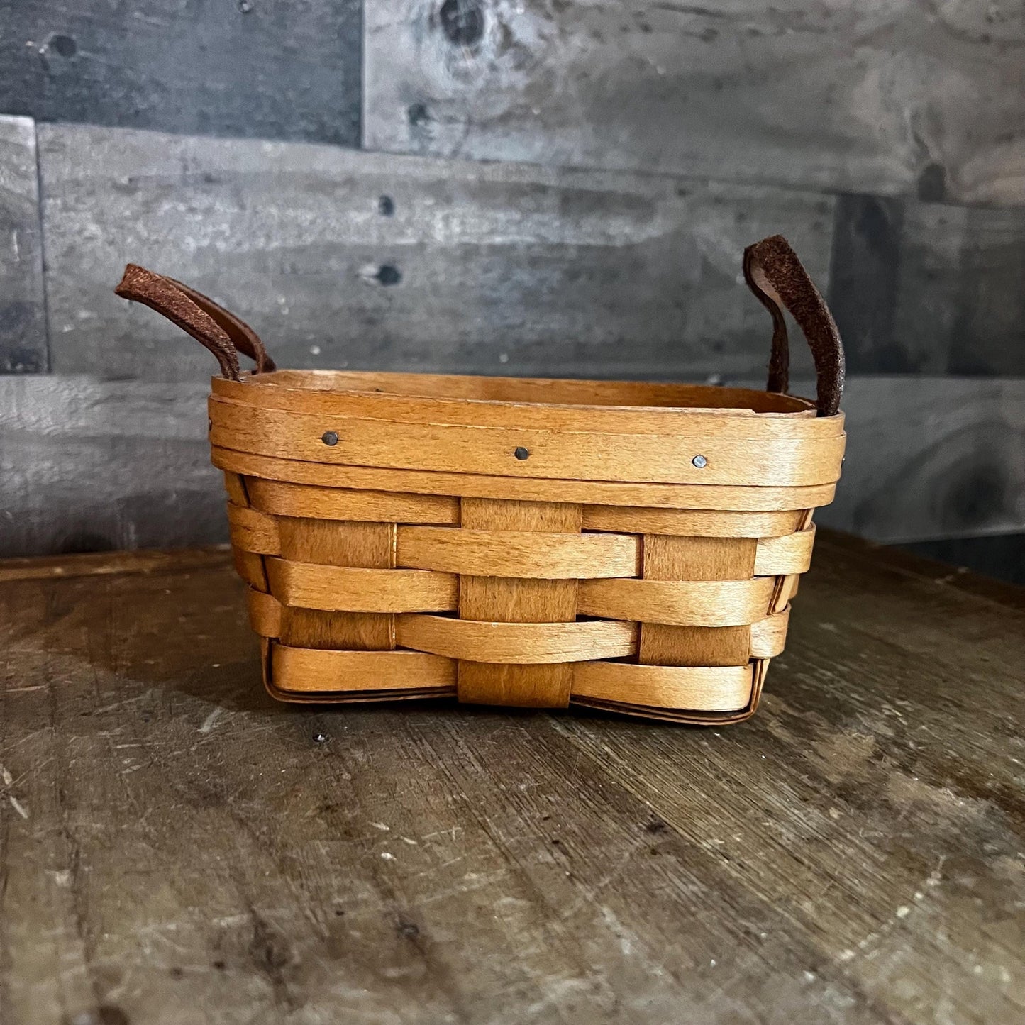 Vintage American Traditions Handmade USA Rectangular Woven Basket