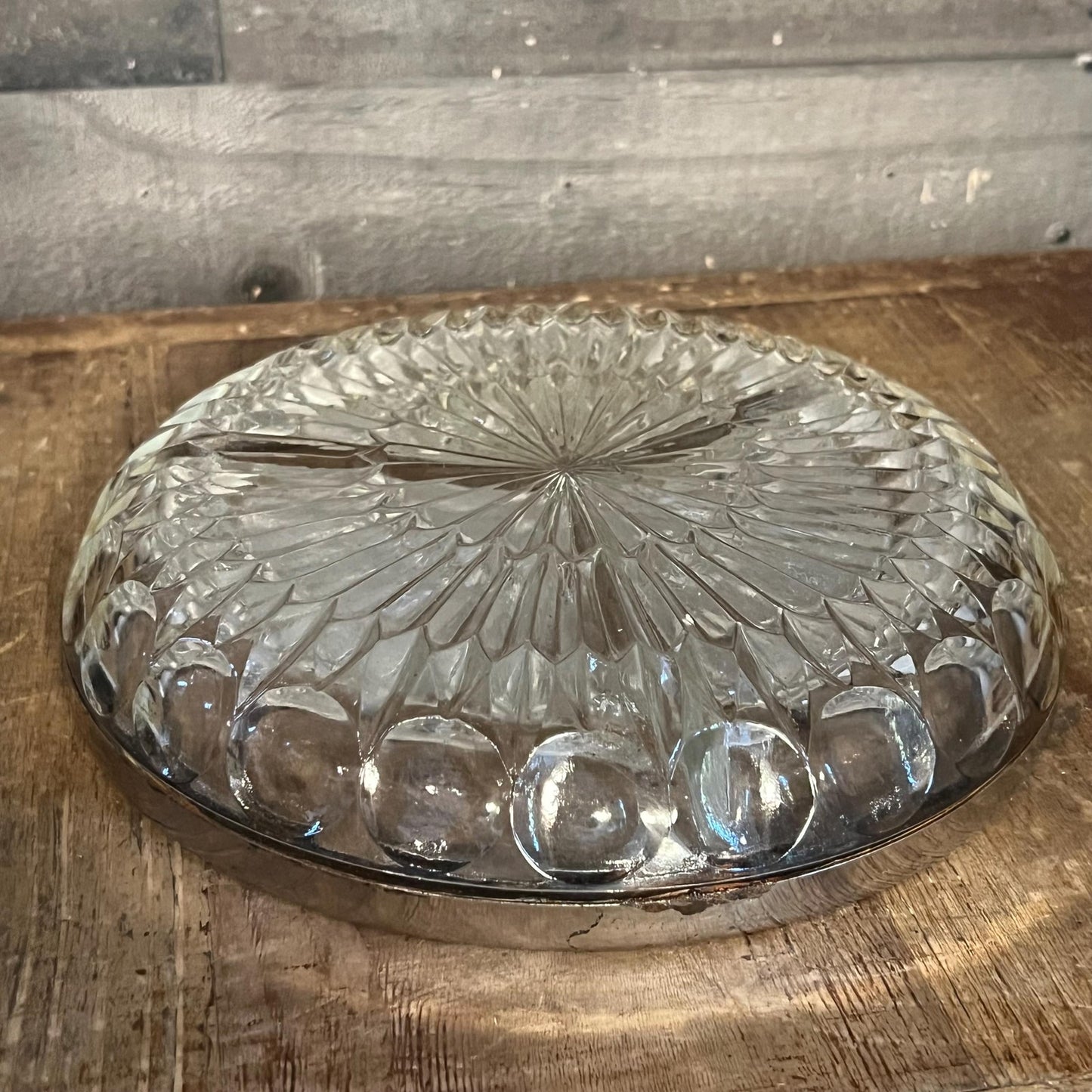 Vintage Crystal 3 Compartment Bowl with Silverplated Rim - Jewelry Dish - Candy Dish - Nut Dish - Berry Server - Key Bowl - Purse Bowl