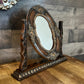 Vintage Small Brown Victorian Baroque Style Mirror on Swivel