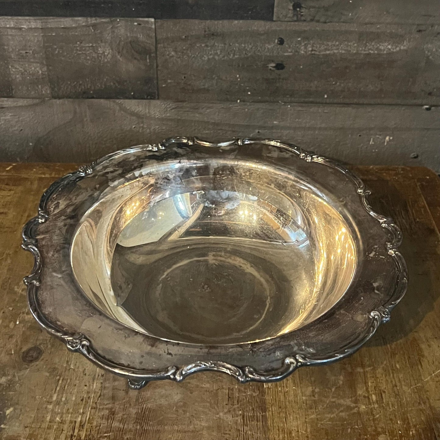 Vintage Silverplated 1847 Rogers Bros Reflection Footed Bowl