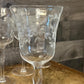 Vintage Set of 6 Floral and Ivy Etched Crystal Long Stem Wine Glasses