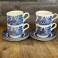 Churchill England Blue Willow Teacups and Saucers - Set of 4