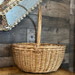 Vintage Woven Wicker Handled Basket - Gathering Basket - Garden Basket - Foraging Basket