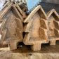 Rustic Hand Carved Wooden Christmas Tree Dough Bowl