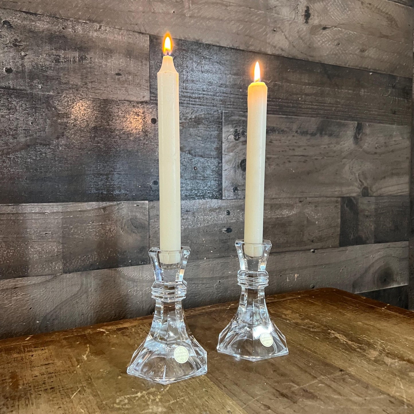 Vintage Pair of Bleikristall Crystal Candlestick Holders