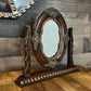 Vintage Small Brown Victorian Baroque Style Mirror on Swivel