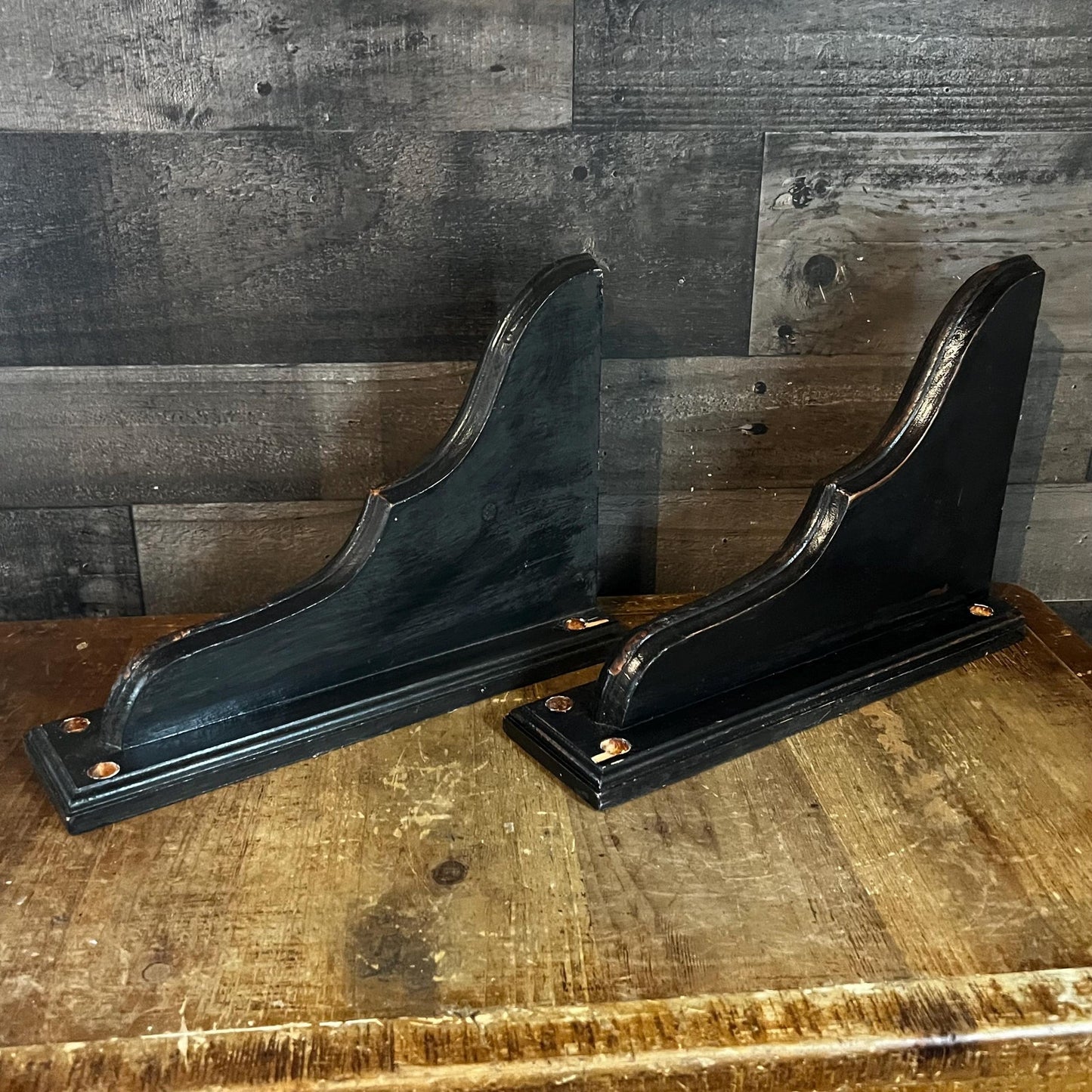 Black Painted Wooden Corbels - Pair