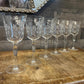 Vintage Set of 6 Floral and Ivy Etched Crystal Long Stem Wine Glasses