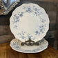 Seltmann Welden Bavarian Blue Christina Porcelain white and blue floral round platters - pair