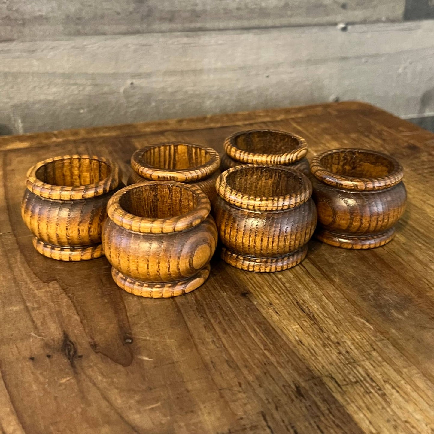 Vintage wooden napkin rings - set of 6