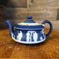 Petite Wedgwood jasperware cream on cobalt blue teapot