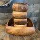 Vintage genuine monkey pod square bowl set