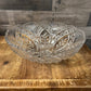 Vintage heavy large pressed glass scallop rim bowl - leaf motif bowl