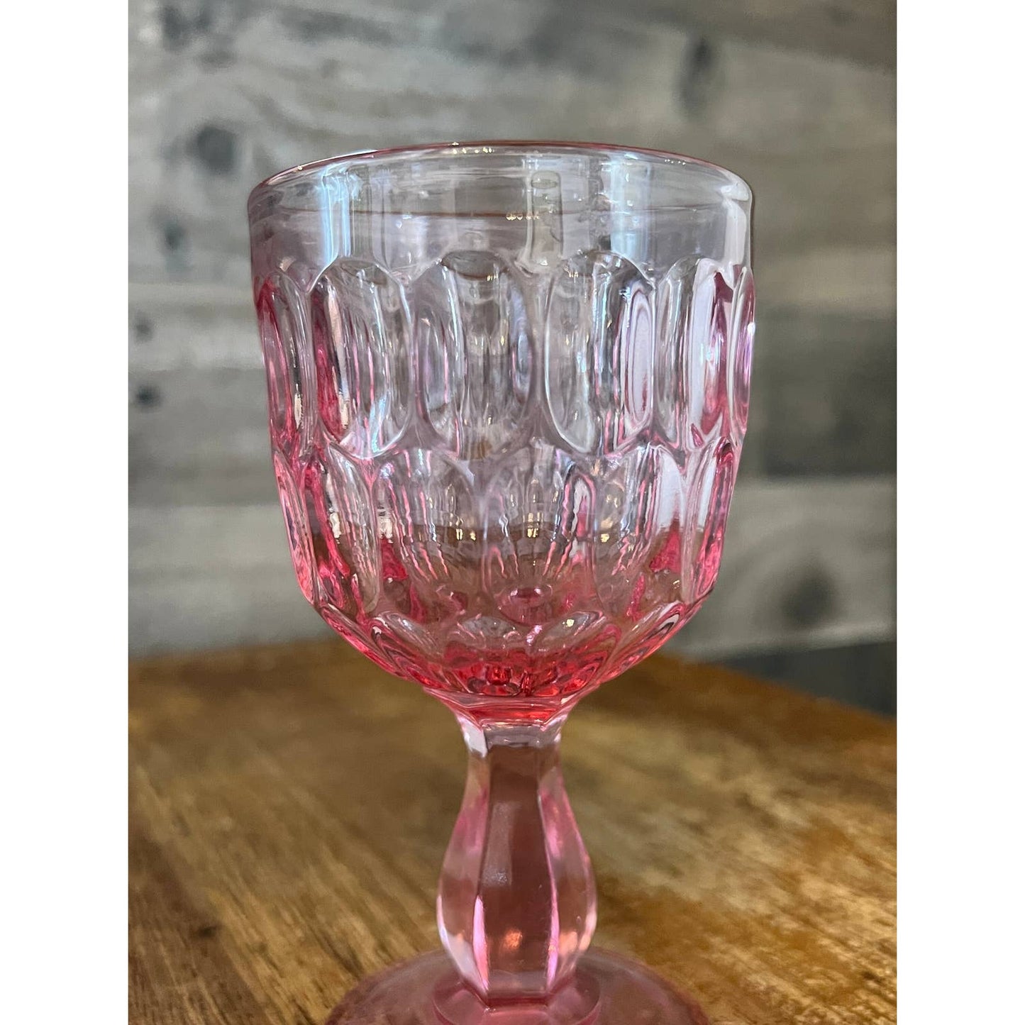 Vintage Fenton colonial pink thumbprint wine glass