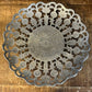 Vintage perforated metal floral round coupe bowl tray