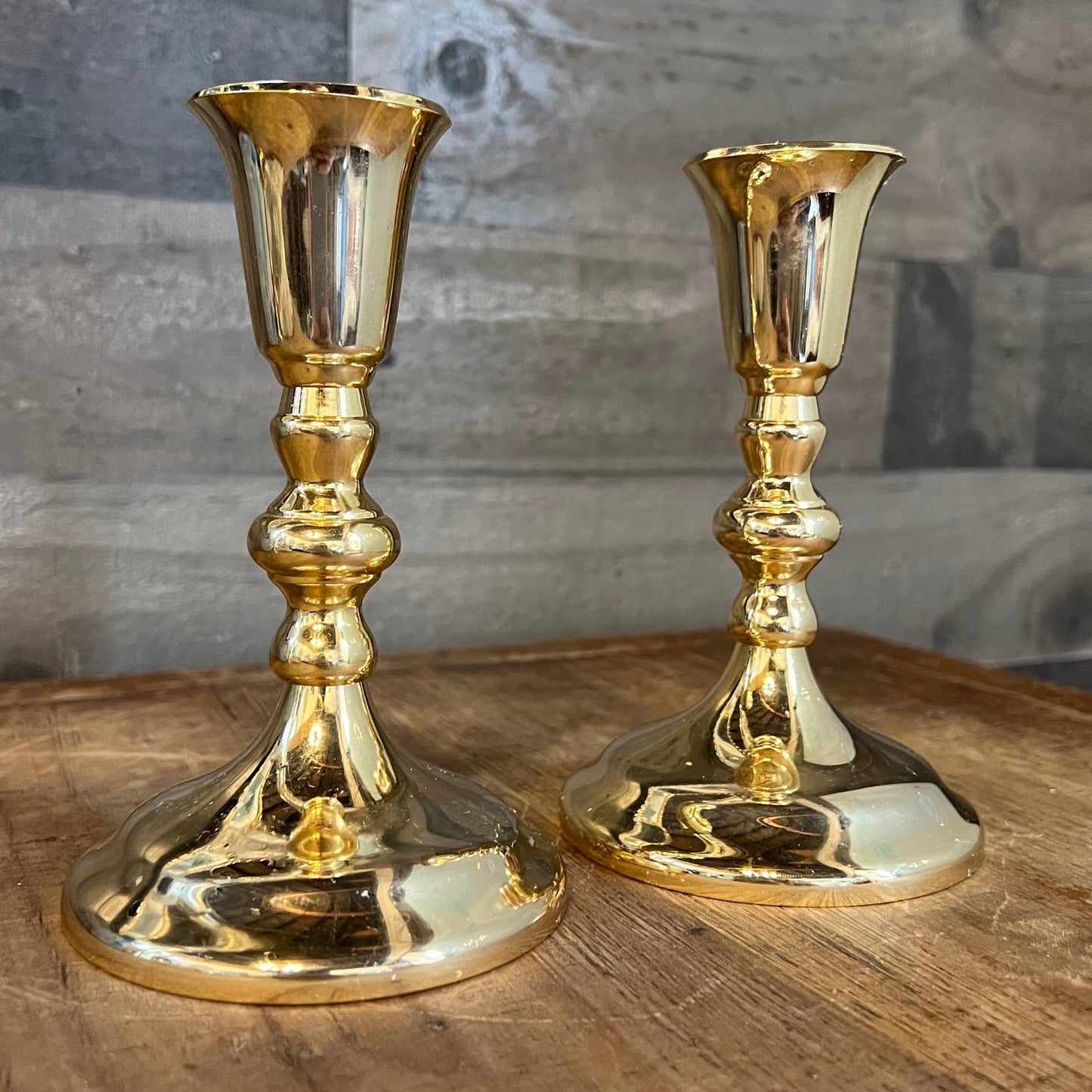 Vintage brass candlestick holders - pair