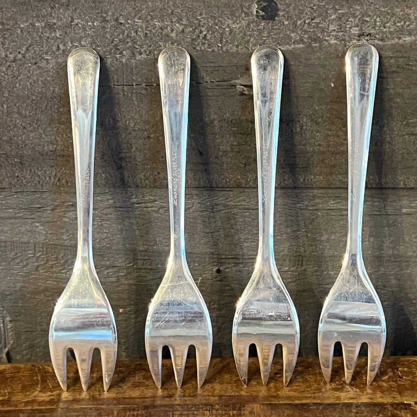 Vintage Leonard silver plate Italy petite forks - set of 4