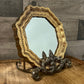 Vintage gold frame small octagon wall mirror