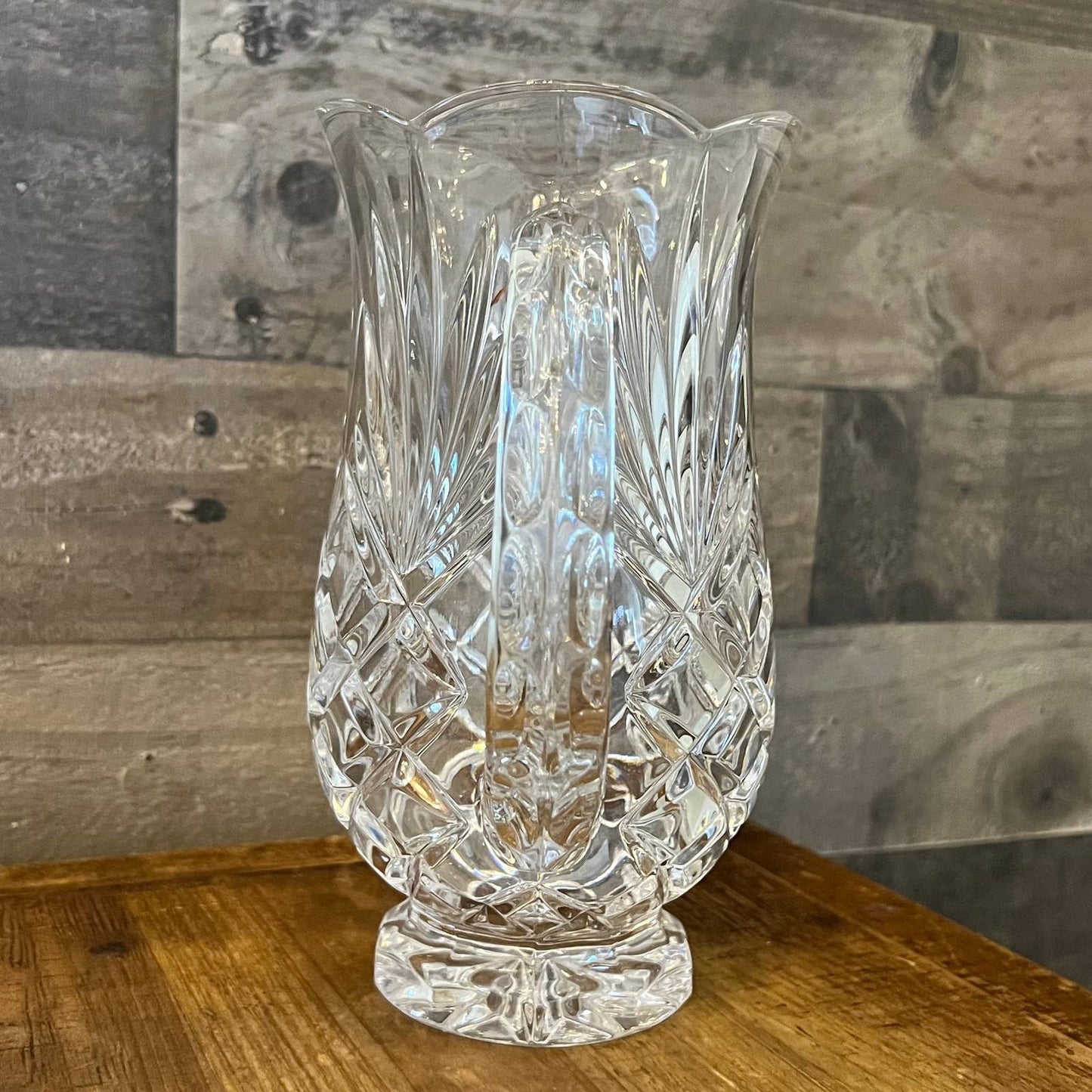 Crystal scallop rim cut to clear heavy pitcher