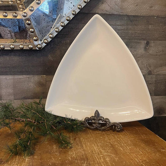 Vintage Tuxton heavy ceramic triangle plate - display tray - table centerpiece - cookie tray