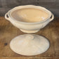 Vintage beige oval lidded footed handled tureen - casserole dish server - marked Italia on the bottom