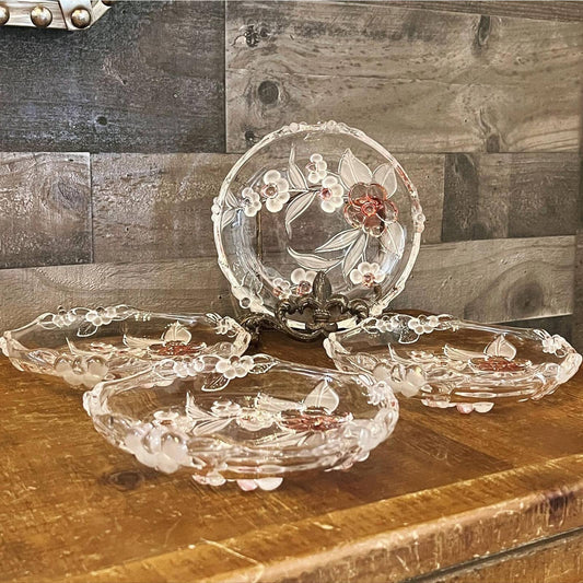 Vintage Mikasa Blossom Time set of 4 dishes - cherry blossom plates - coupe salad plate - spring tabletop - floral plate tableware