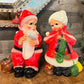 Vintage Santa and Mrs Claus Chalkware Figurines - 14 inch tall