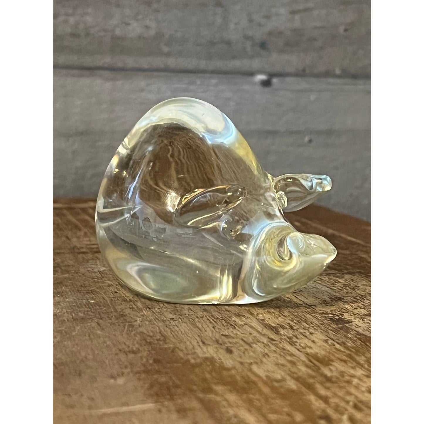 Petite clear glass blown pig figurine