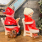 Vintage Santa and Mrs Claus Chalkware Figurines - 14 inch tall