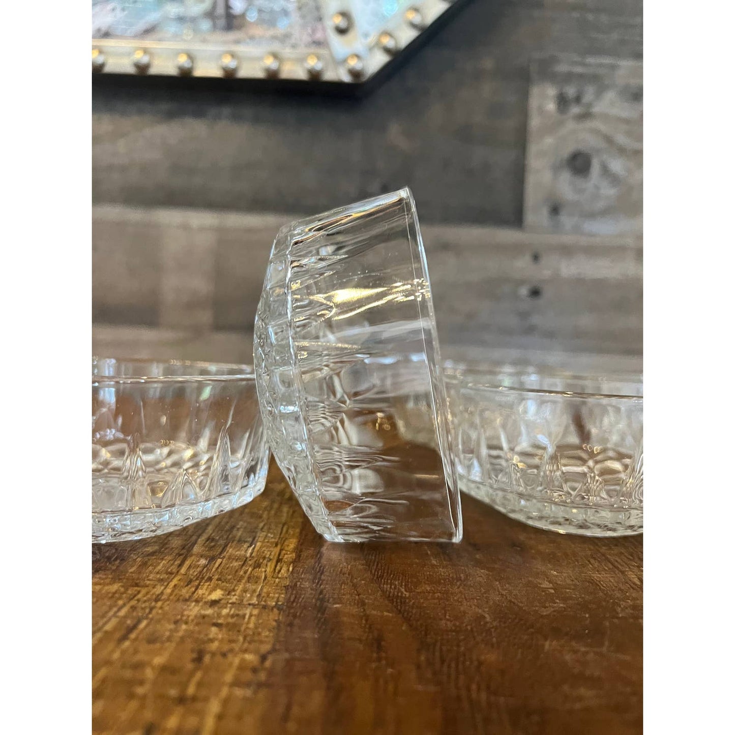 Vintage set of 5 arcoroc france 4 inch clear glass starburst pattern bowls