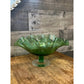 Vintage green glass oval wavy rim compote dish