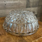 Vintage round crystal bowl with silver plated rim