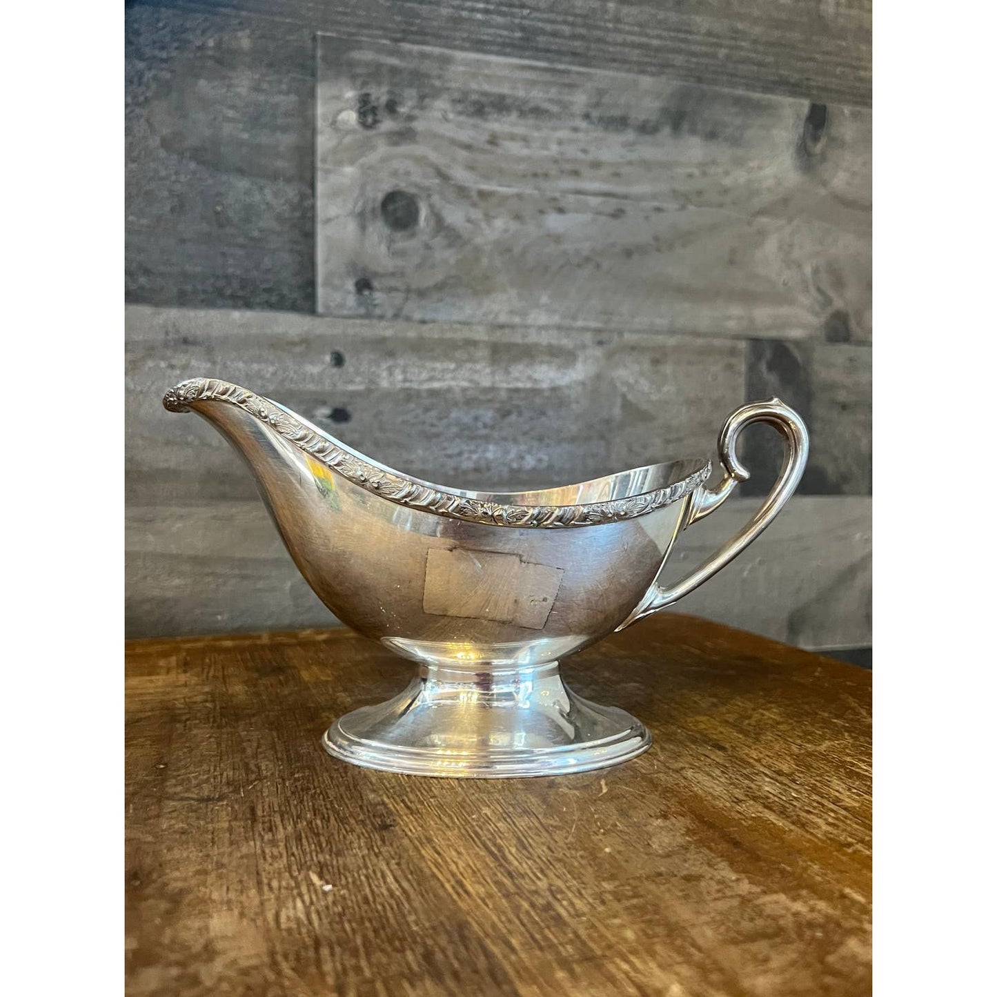 Vintage silver plated handled pedestal gravy boat - sauce boat - liquid server