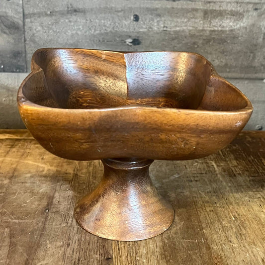 Wooden pedestal bowl