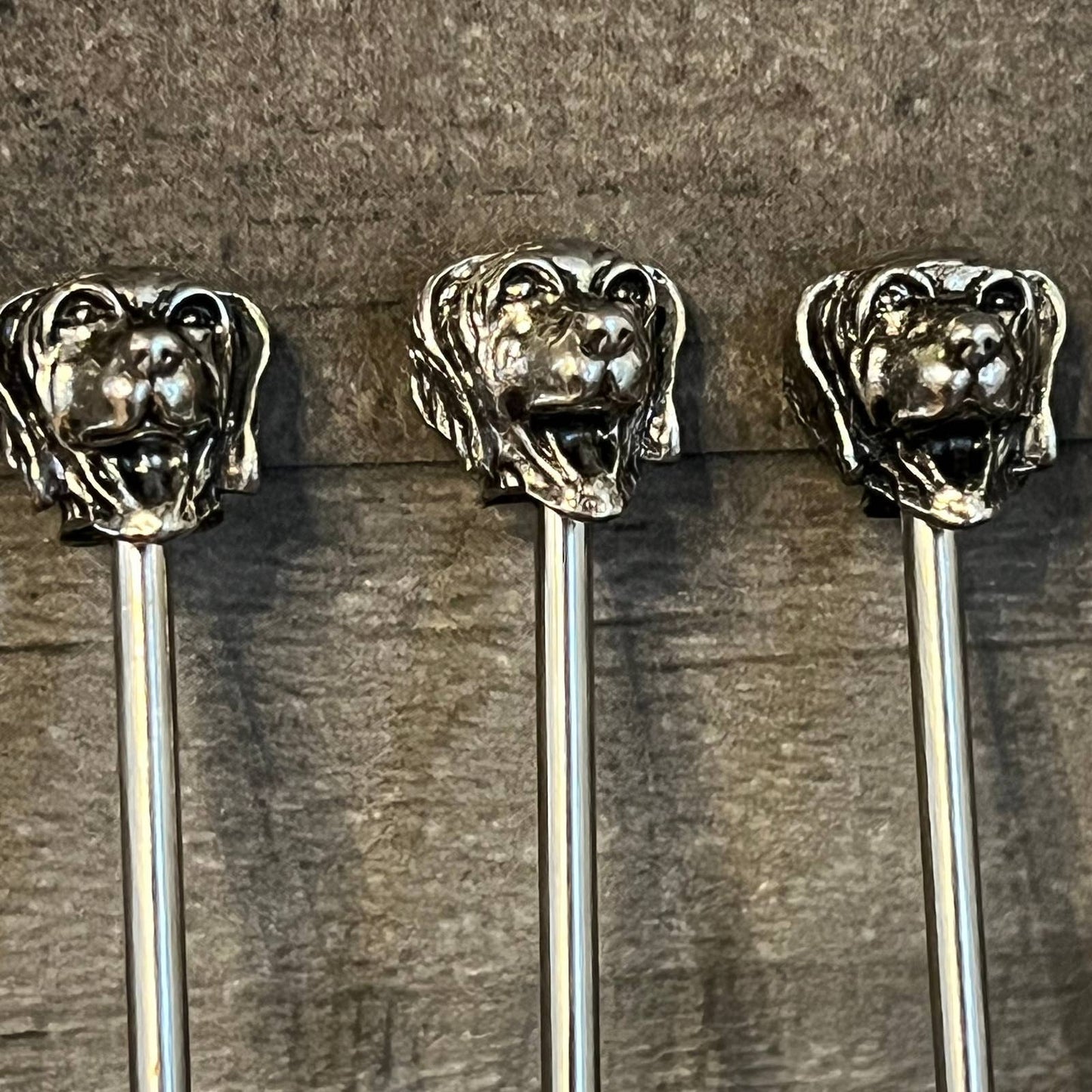 Vintage silver plated dog head skewers - 5