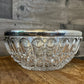 Vintage round crystal bowl with silver plated rim